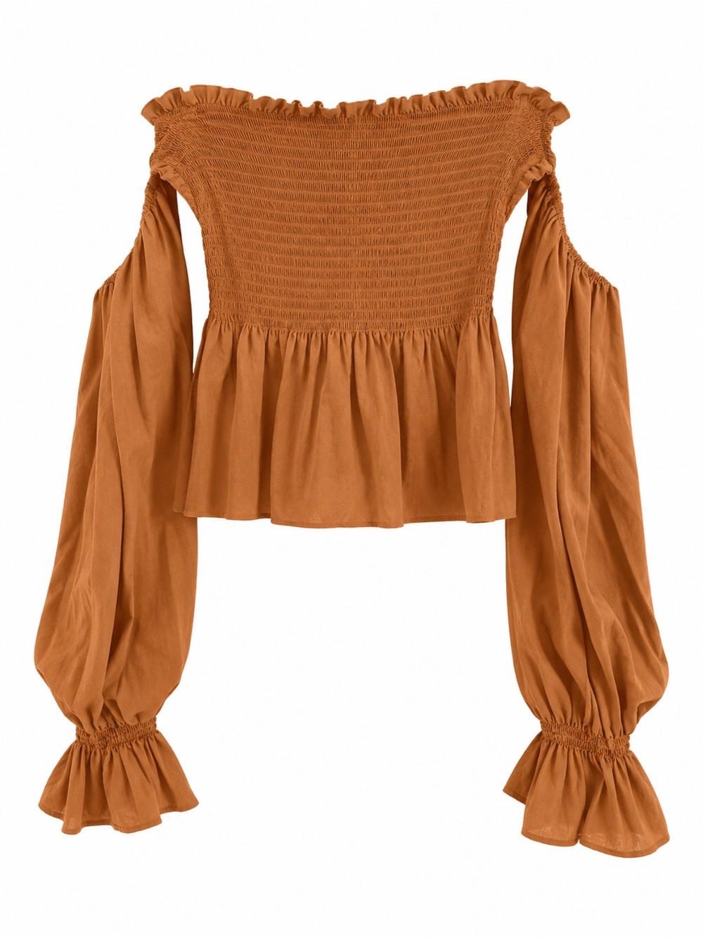 Petal & Pup Rust Off-Shoulder Smocked Peasant Top